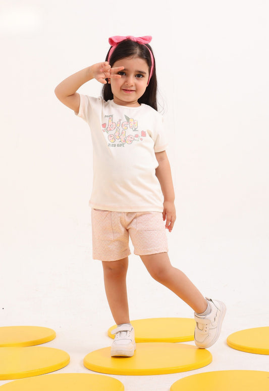 Girls' Summer Two-Piece Set, 100% Cotton (Bloom Cutie Set)