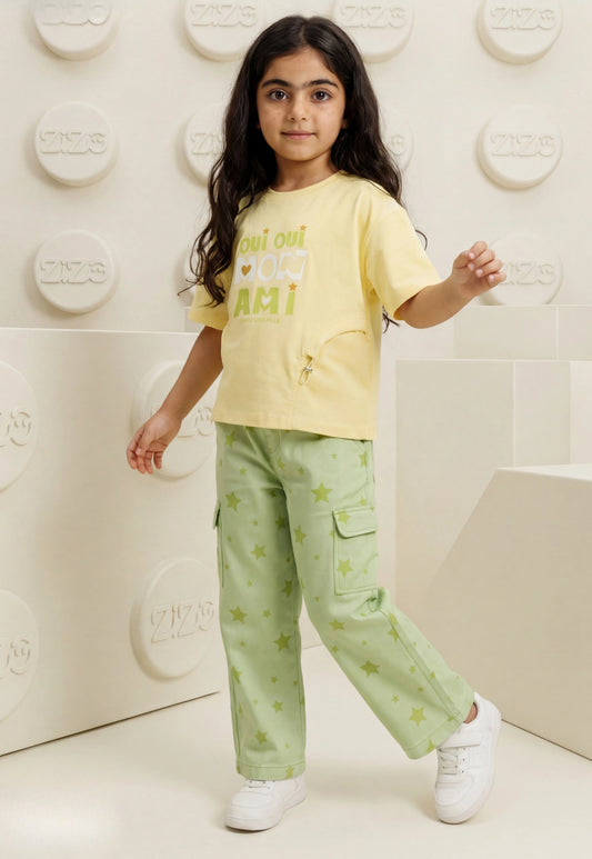 طقم بناتي صيفي قطعتين قطن %100 (Star Charm Set)