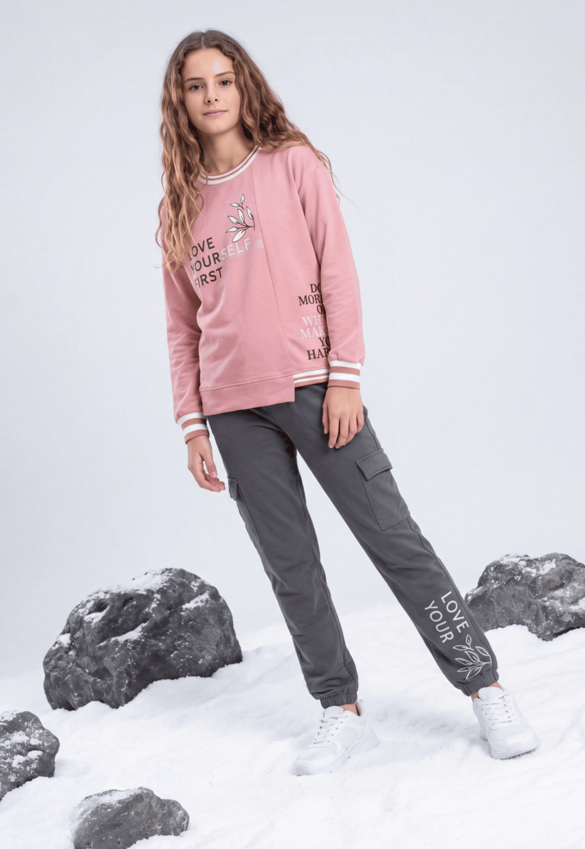بيجاما بناتي خريفي قطعتين قطن معالج ضد الوبرة (Maple Days Set)