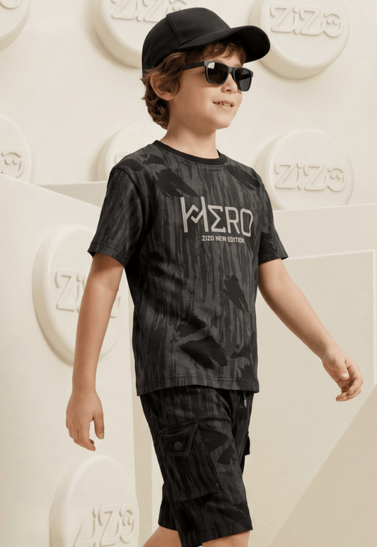 طقم اولادي صيفي قطعتين قطن %100 (Hero Camo Set)
