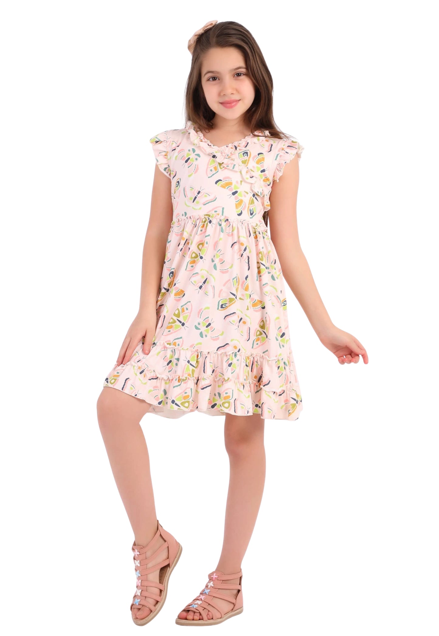 طقم بناتي صيفي قطعتين قطن %100 (Printed Girls Dress)