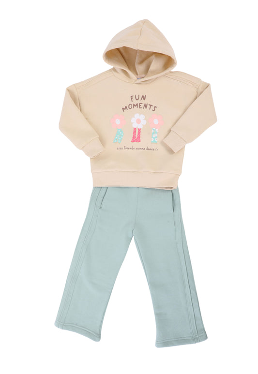 بيجاما بناتي هودي+ بنطلون تريكو مرن (817)