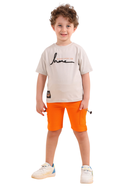 Boys' Summer Two-Piece Set, 100% Cotton (Little Blossom Set)