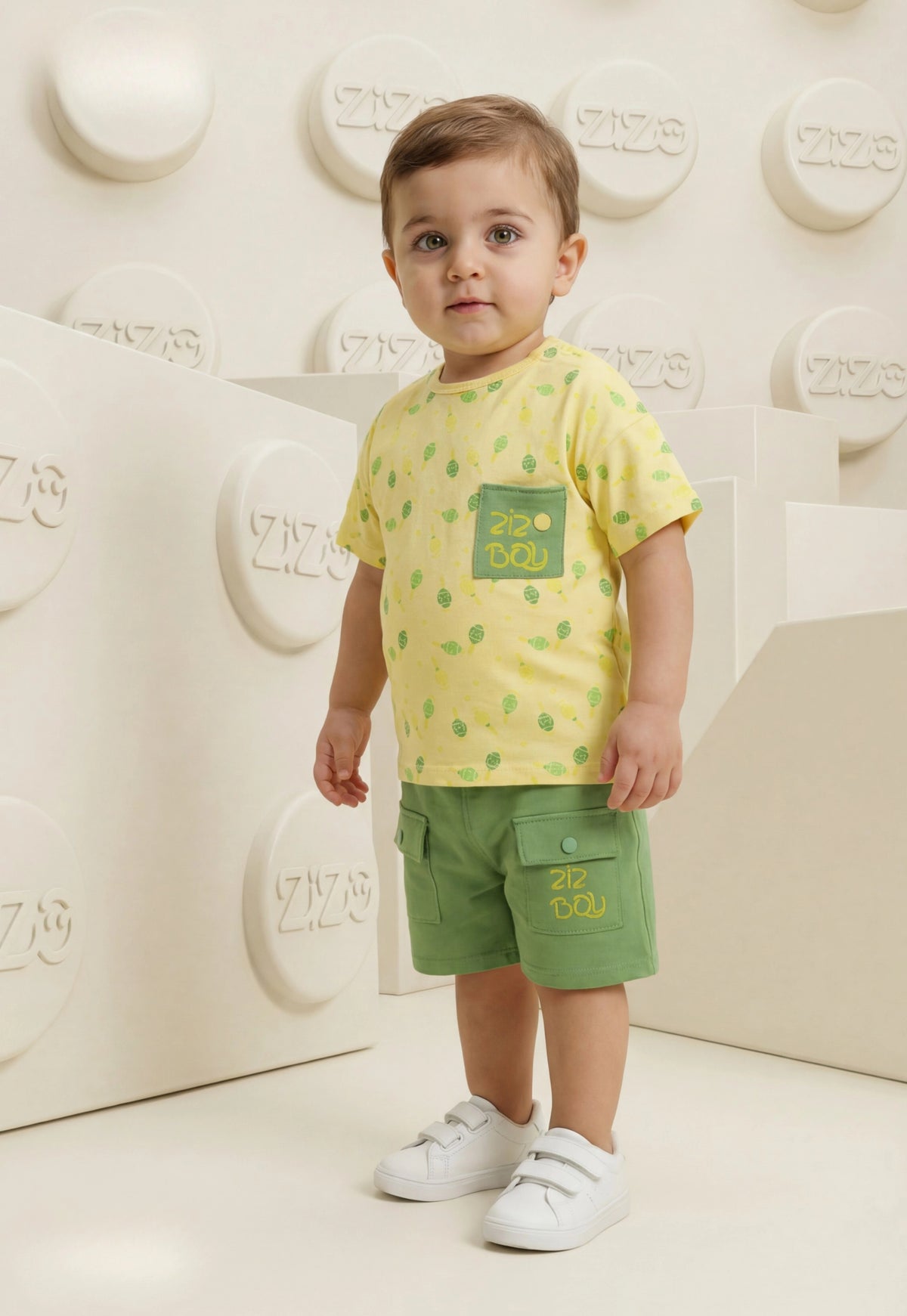 طقم أولادي صيفي قطعتين قطن %100 (Zizo Boy Summer Set)
