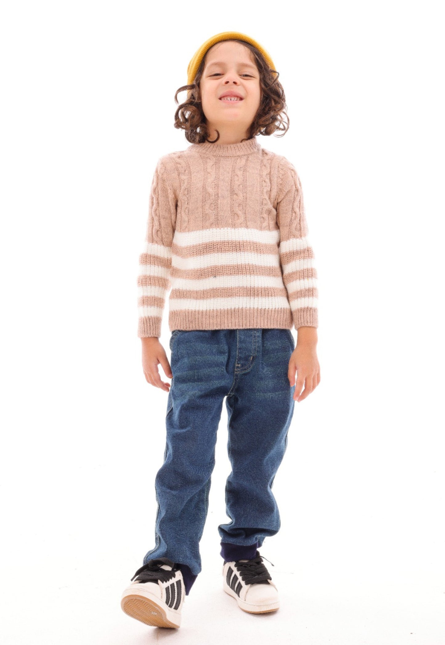 Boys' knitted jumper with wide stripes (300)