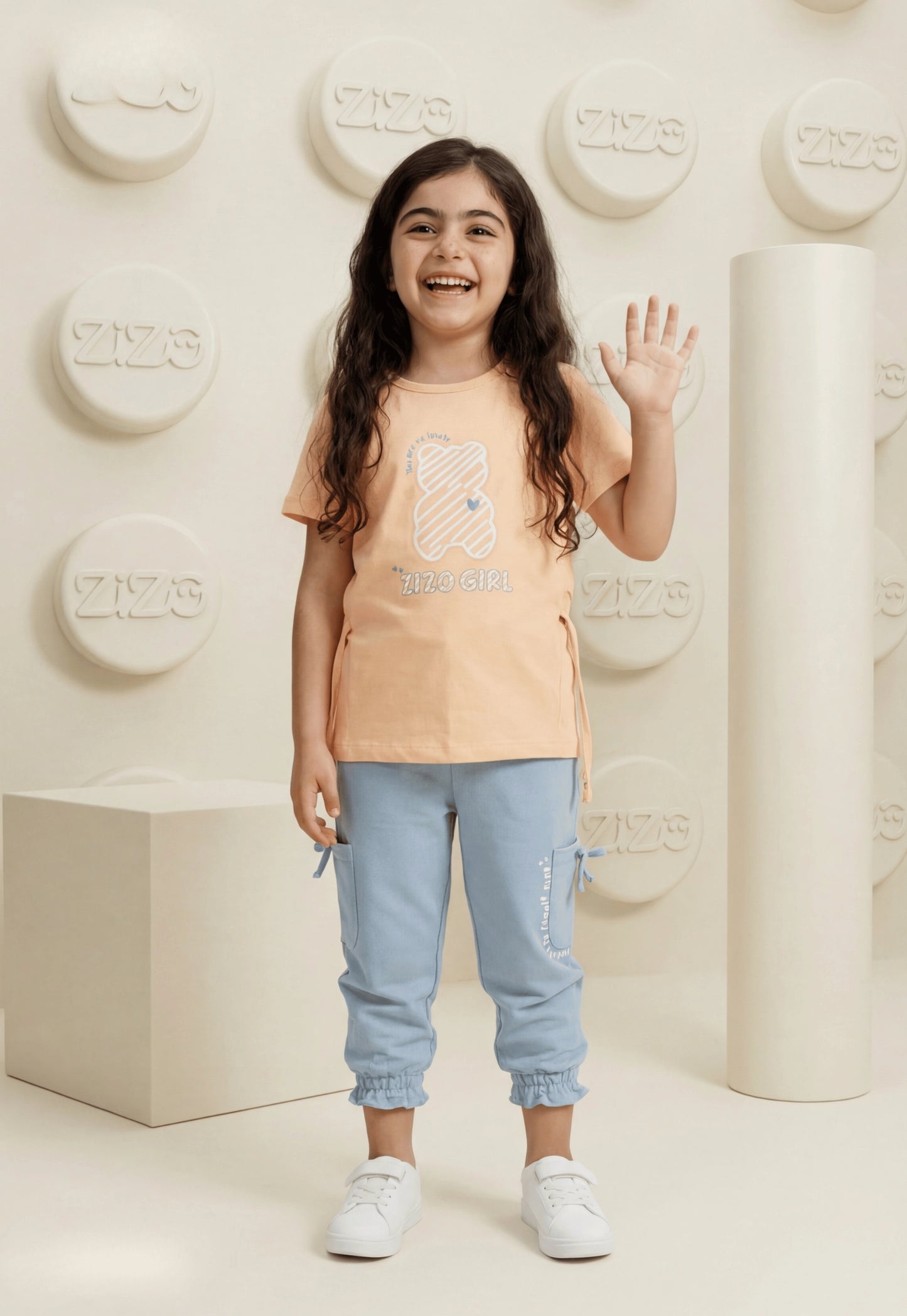 طقم بناتي صيفي قطعتين قطن %100 (Zizo Teddy Girl Set)