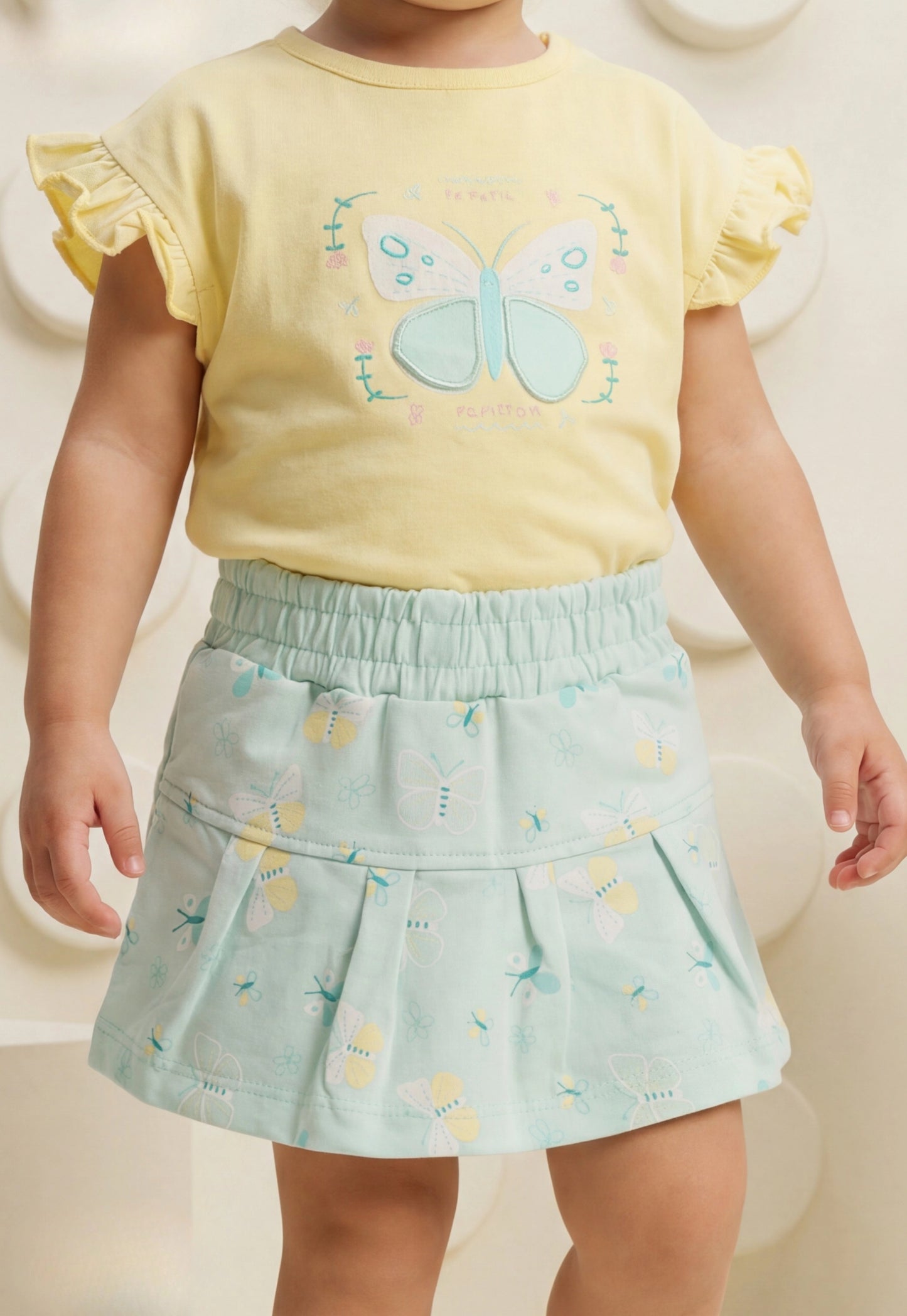 طقم بناتي صيفي قطعتين قطن %100 (Butterfly Bloom Set)