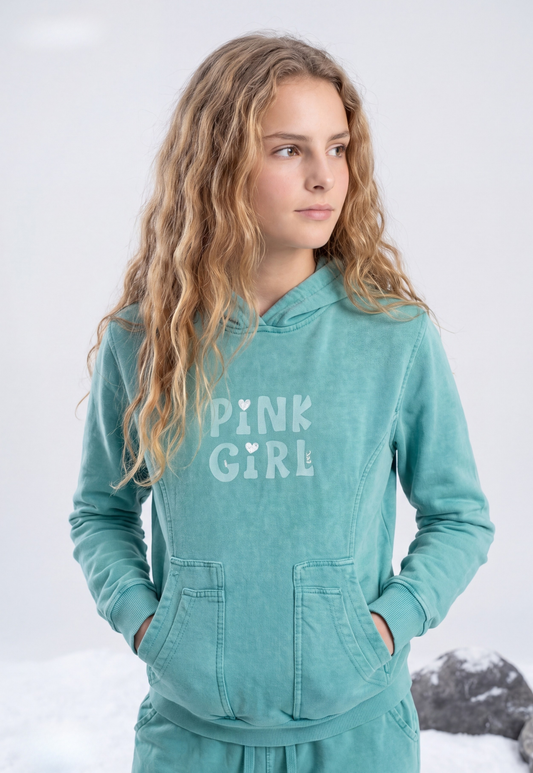 بيجاما بناتي خريفي قطعتين قطن معالج ضد الوبرة (Cozy Breeze Hoodie Set)