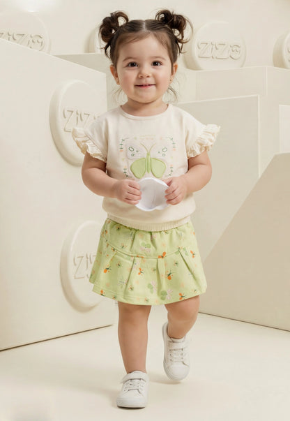 طقم بناتي صيفي قطعتين قطن %100 (Butterfly Bloom Set)