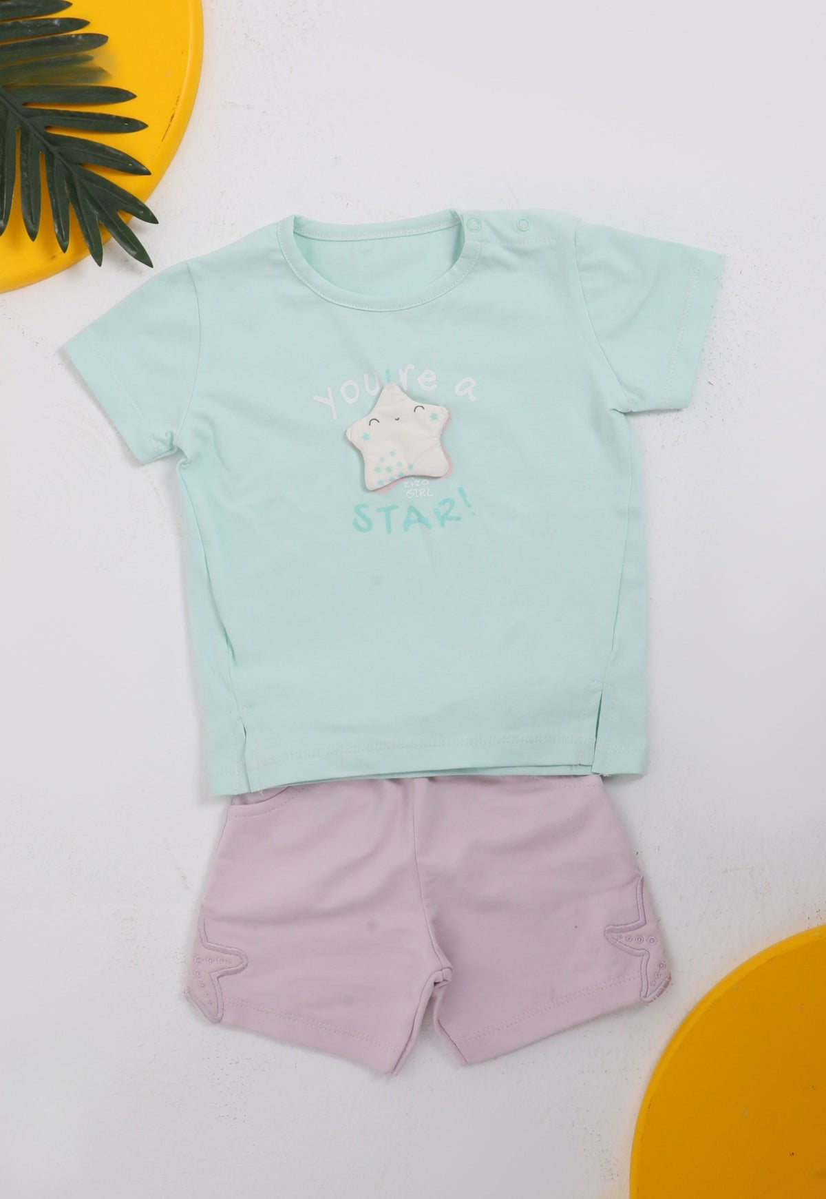 Two-piece 100% cotton girls' summer set (Little Star Set)