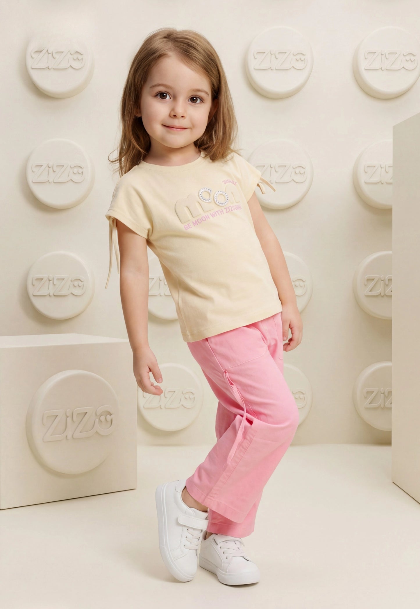 طقم بناتي صيفي قطعتين %100 (Moon Girl Set)