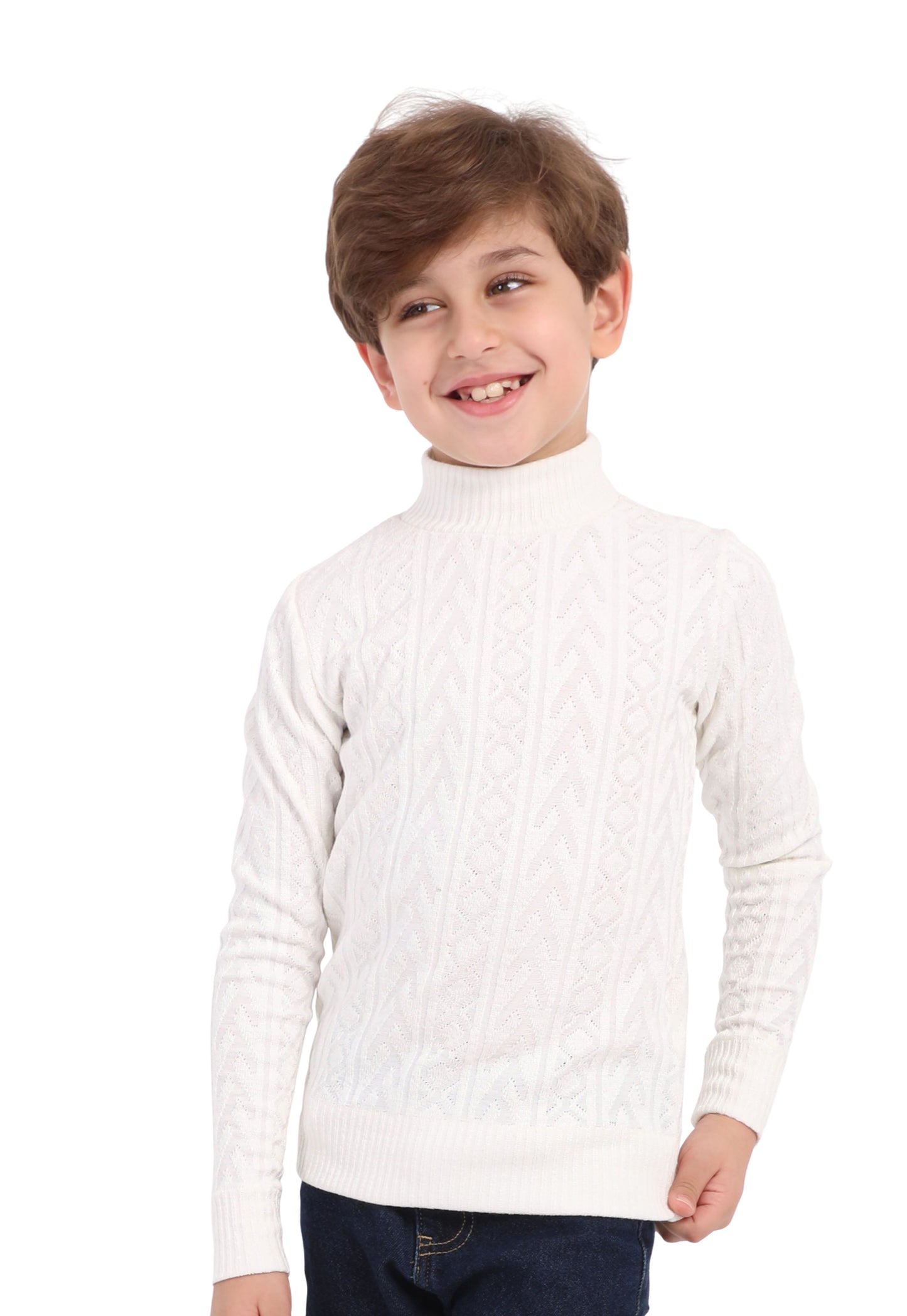 Boys' high-neck jumper with a raised pattern (271)