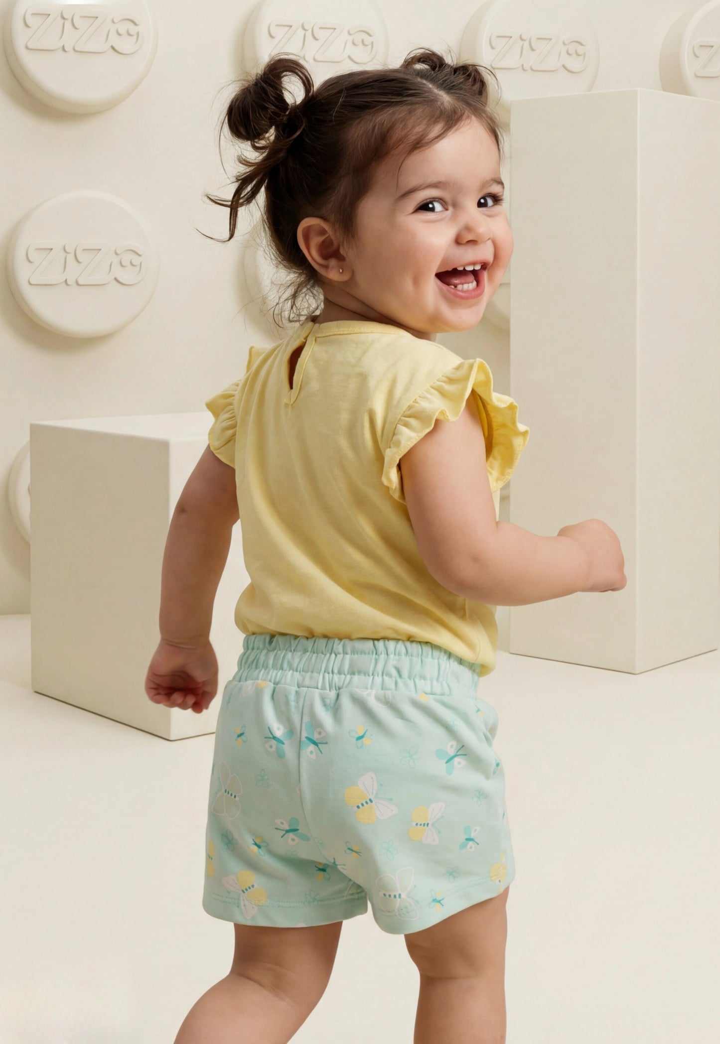 طقم بناتي صيفي قطعتين قطن %100 (Butterfly Bloom Set)