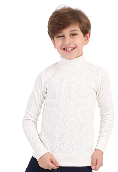 Boys' high-neck jumper with a raised pattern (271)