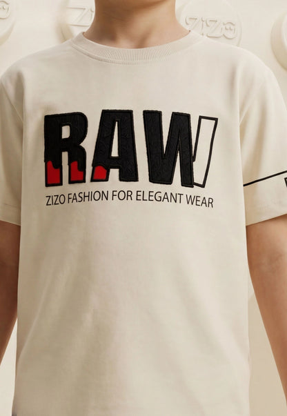 طقم اولادي صيفي قطعتين قطن %100 (Raw Boy Set)