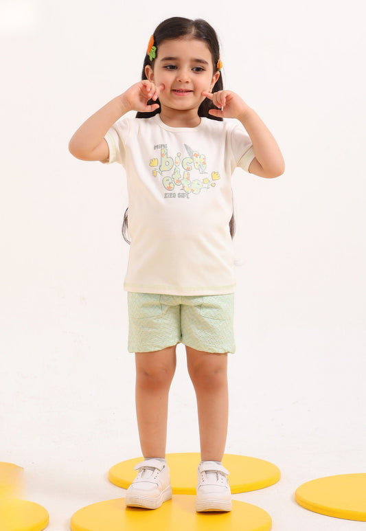 Girls' Summer Two-Piece Set, 100% Cotton (Bloom Cutie Set)