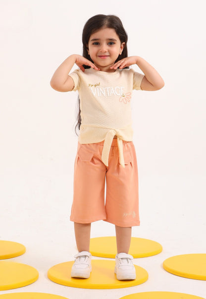 100% Cotton Girls' Two-Piece Summer Set (Vintage Charm Set)