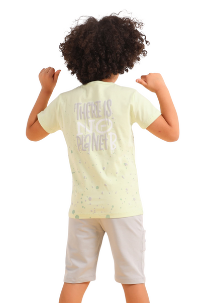 Boy's Summer Two-Piece Set, 100% Cotton (Sunny Vibes Set)