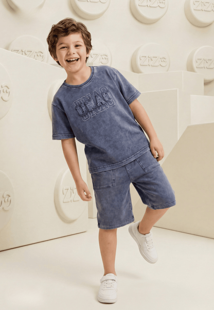 طقم اولادي صيفي قطعتين قطن %100 (Washed Pocket Set)