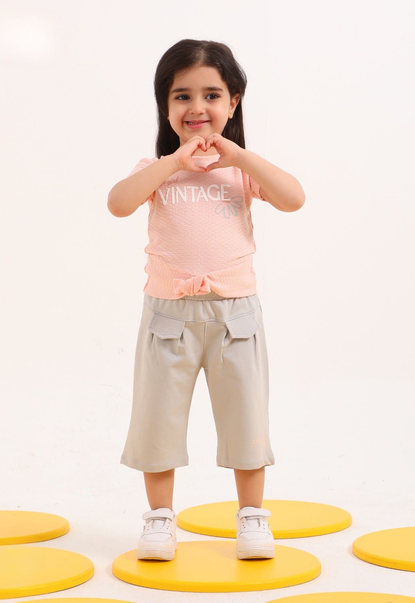 100% Cotton Girls' Two-Piece Summer Set (Vintage Charm Set)