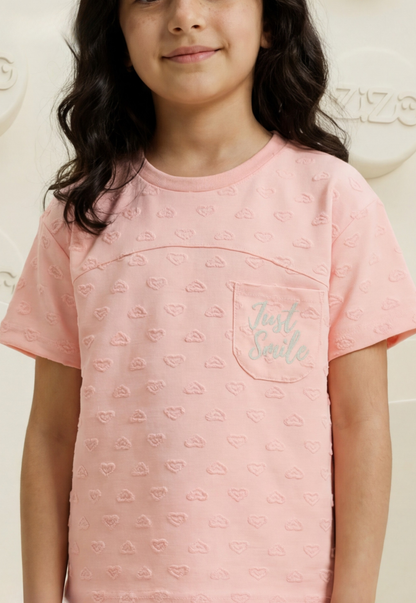 طقم بناتي صيفي قطعتين قطن %100 (Just Smile Set)
