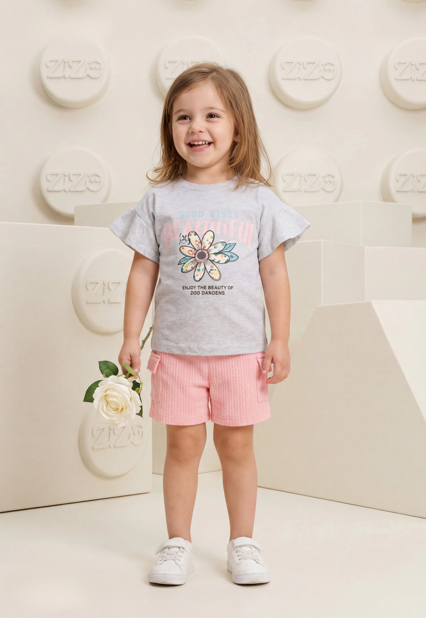 طقم بناتي صيفي قطعتين قطن %100 (Girl’s 2-Piece Casual Set)