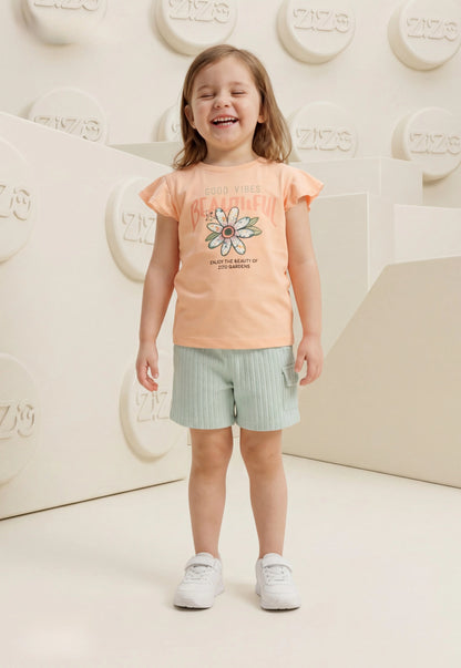 طقم بناتي صيفي قطعتين قطن %100 (Girl’s 2-Piece Casual Set)