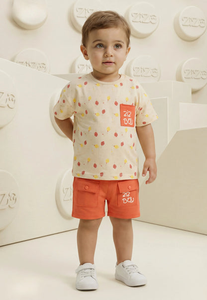 طقم أولادي صيفي قطعتين قطن %100 (Zizo Boy Summer Set)