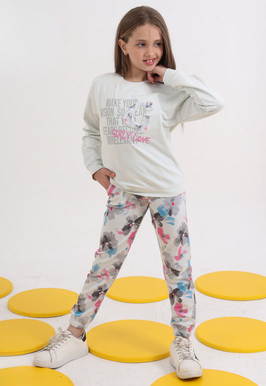 Girls' soft fleece pajamas, 3 pieces (843)