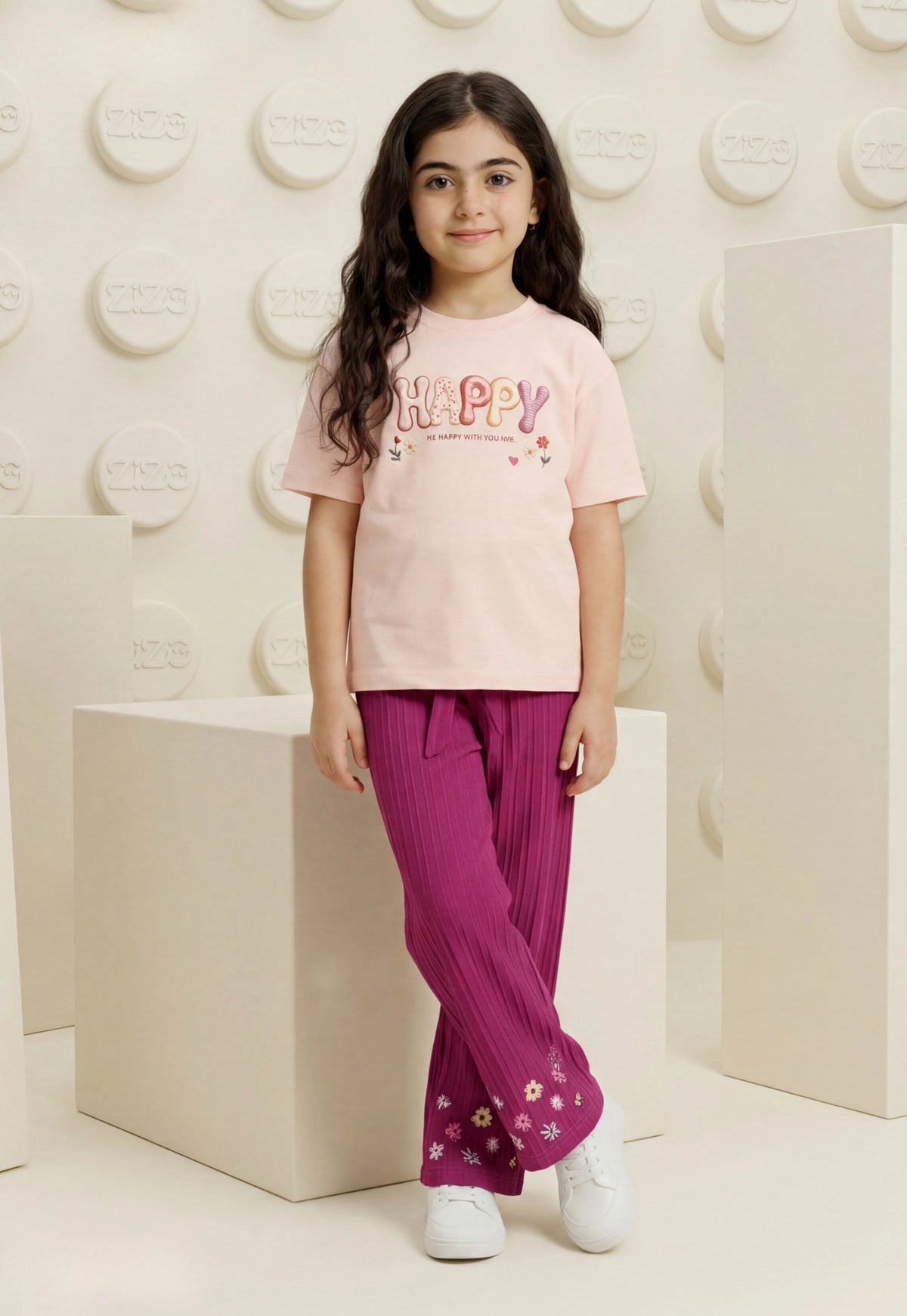 طقم بناتي صيفي قطعتين قطن %100 (Happy Bloom Set)
