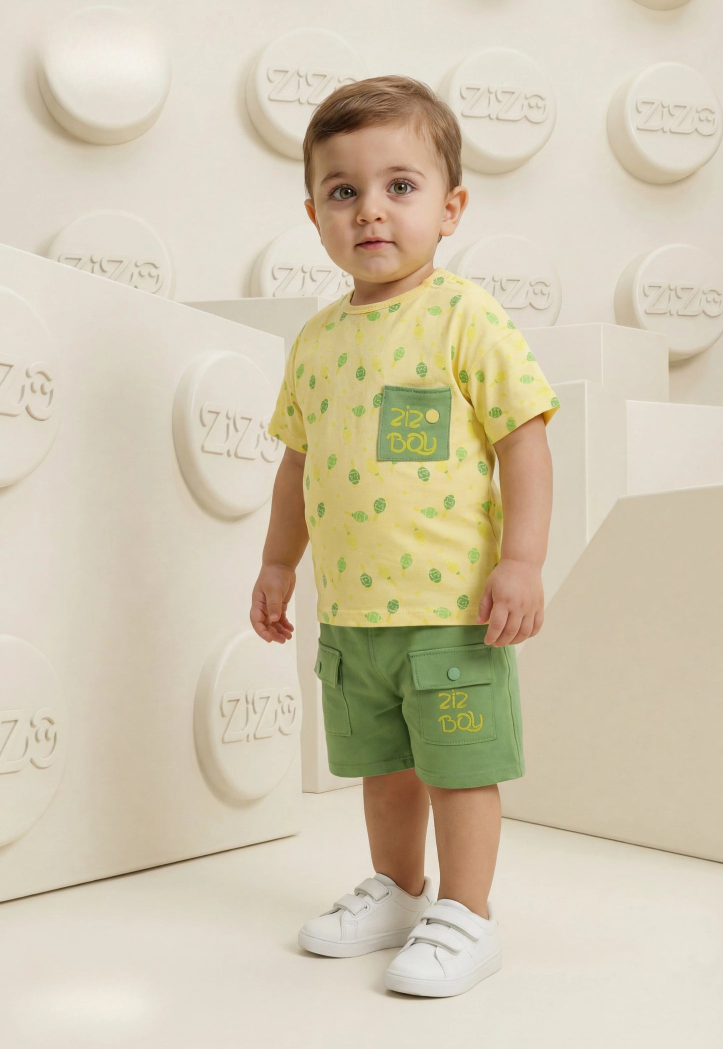 طقم أولادي صيفي قطعتين قطن %100 (Zizo Boy Summer Set)