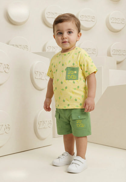 طقم أولادي صيفي قطعتين قطن %100 (Zizo Boy Summer Set)