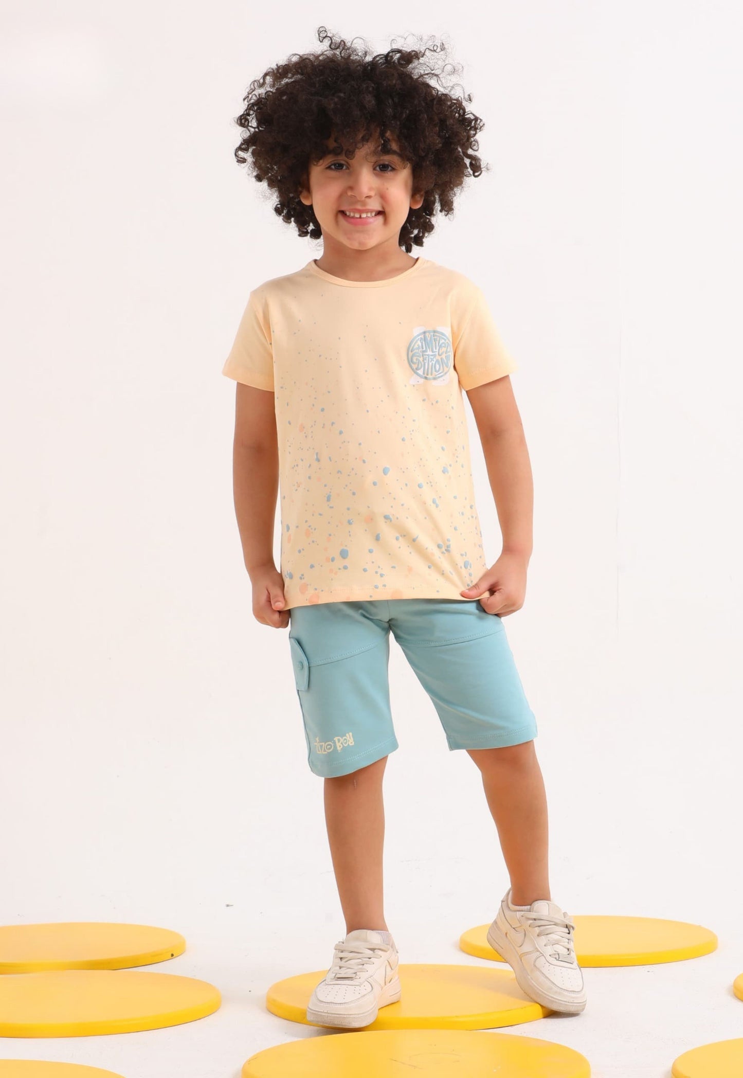 Boy's Summer Two-Piece Set, 100% Cotton (Sunny Vibes Set)