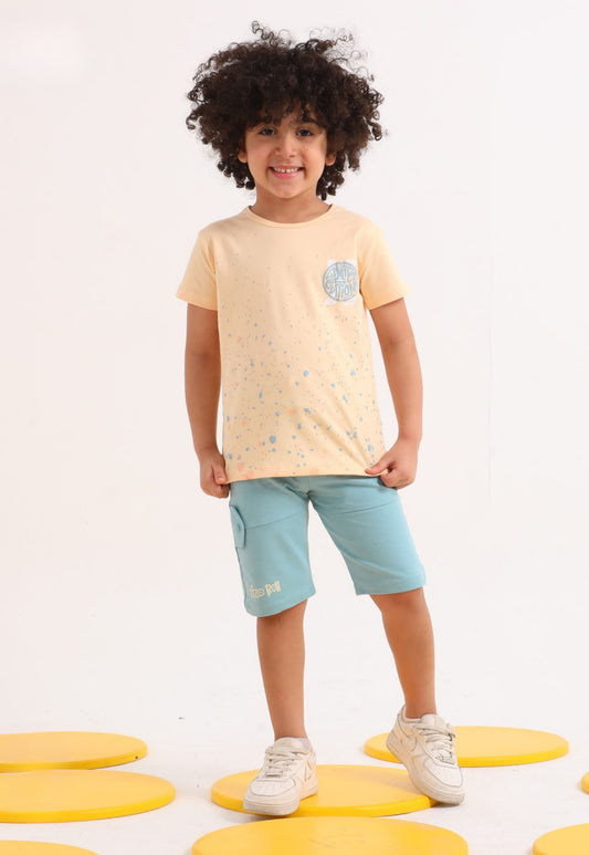 Boy's Summer Two-Piece Set, 100% Cotton (Sunny Vibes Set)