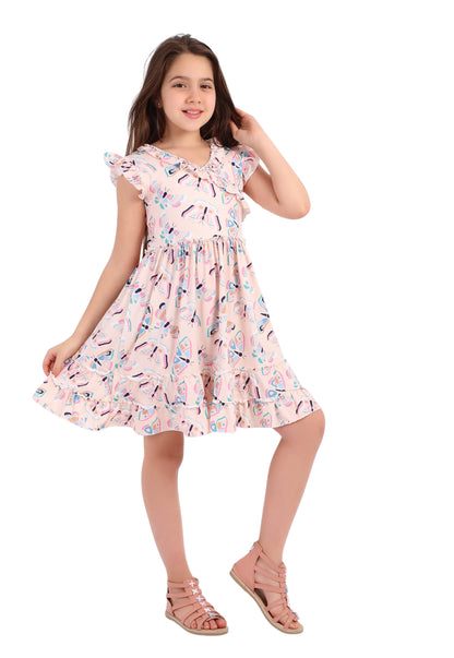 طقم بناتي صيفي قطعتين قطن %100 (Printed Girls Dress)