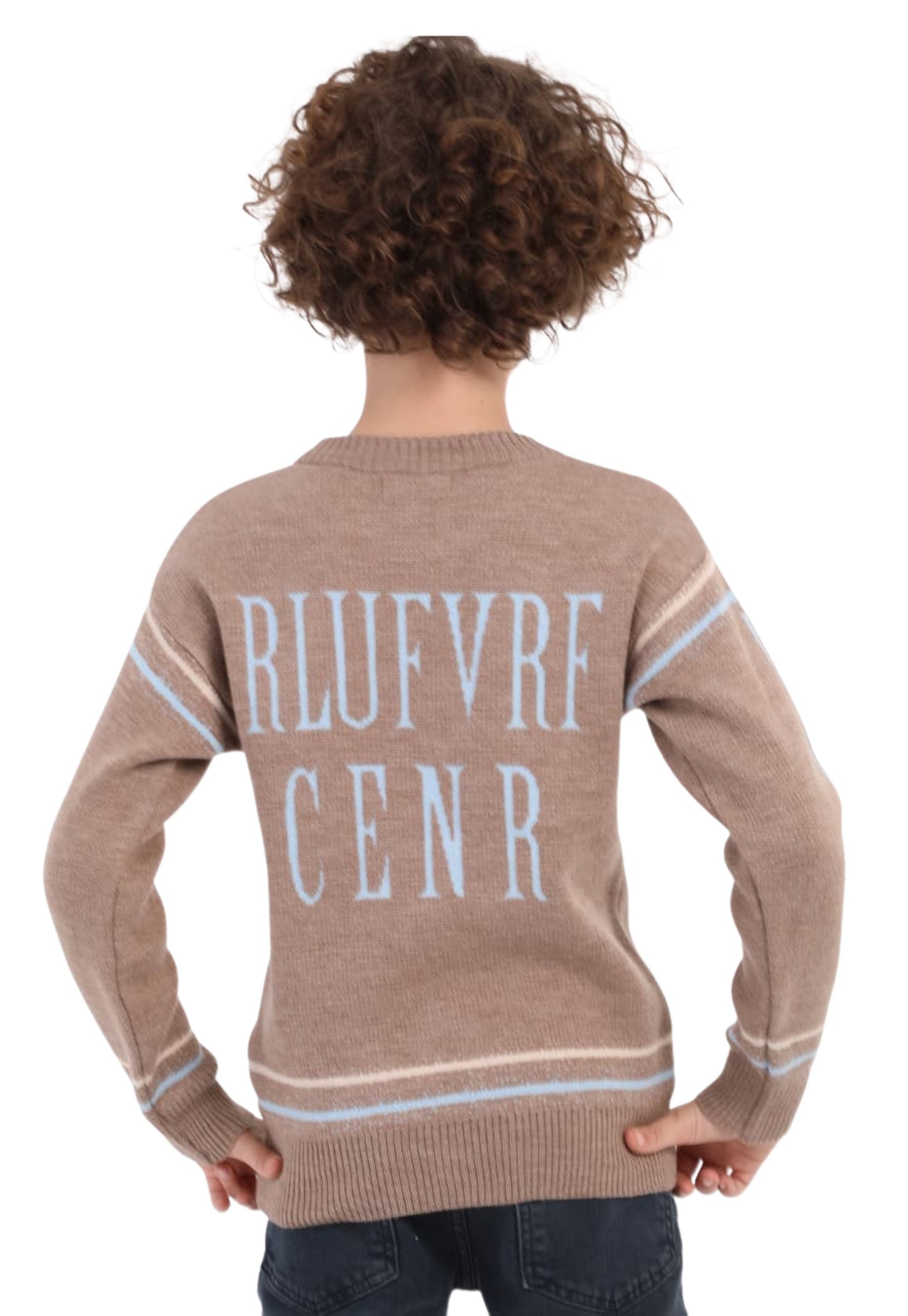 Boys' knitted pullover with letter print (210)