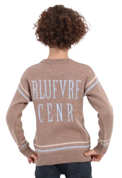 Boys' knitted pullover with letter print (210)