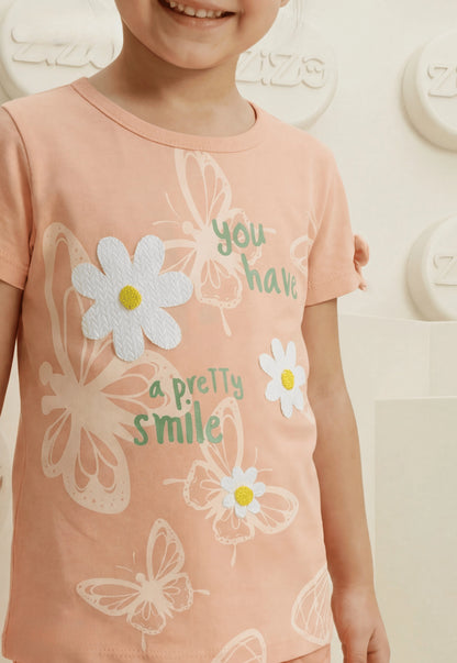 طقم بناتي صيفي قطعتين قطن %100 (Pretty Smile Set)