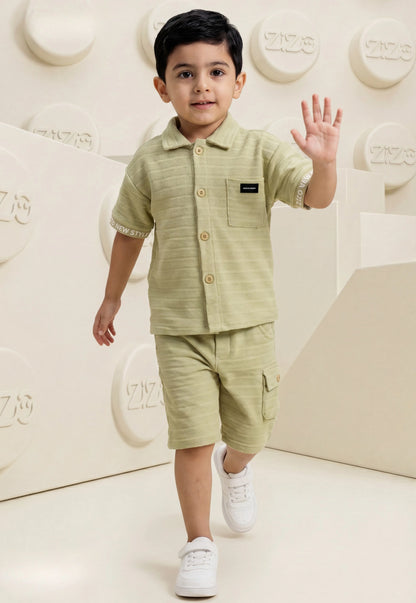 طقم أولادي  صيفي قطعتين %100 (Zizo Boys Textured Set)