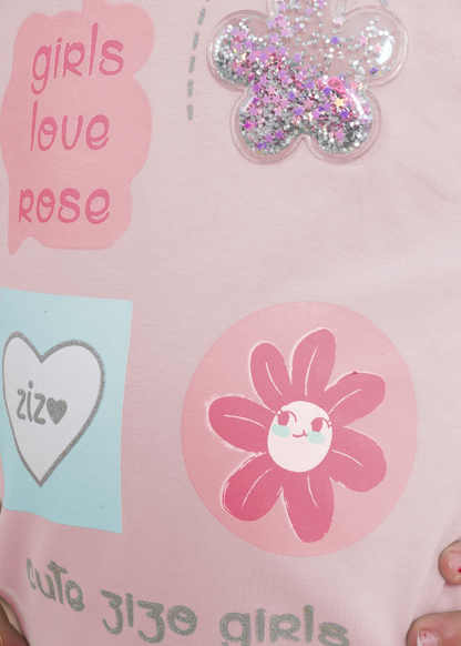 Girls' Two-Piece Summer Set, 100% Cotton (Spring Rose Set)