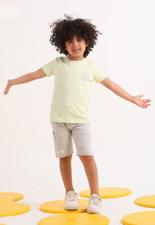 Boy's Summer Two-Piece Set, 100% Cotton (Sunny Vibes Set)