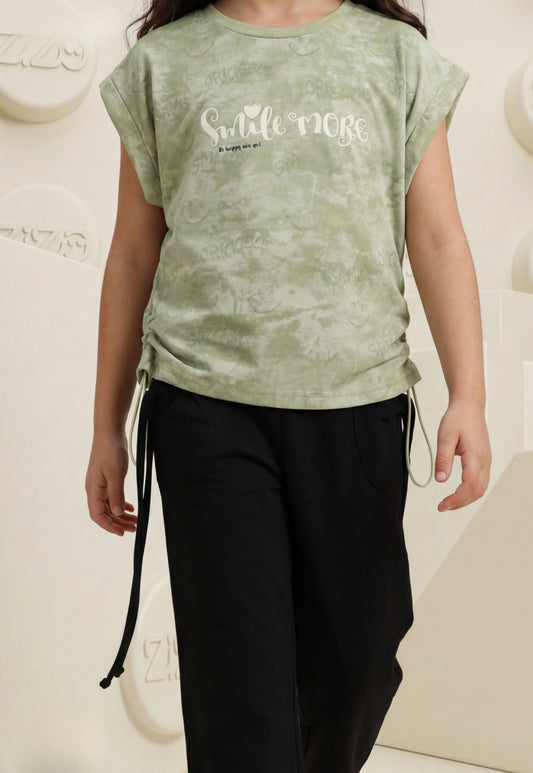 طقم بناتي صيفي قطعتين قطن %100 (Smile More Set)