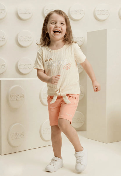 طقم بناتي صيفي قطعتين %100 (Vintage Girl Set)