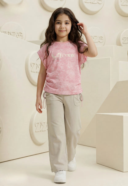 طقم بناتي صيفي قطعتين قطن %100 (Smile More Set)