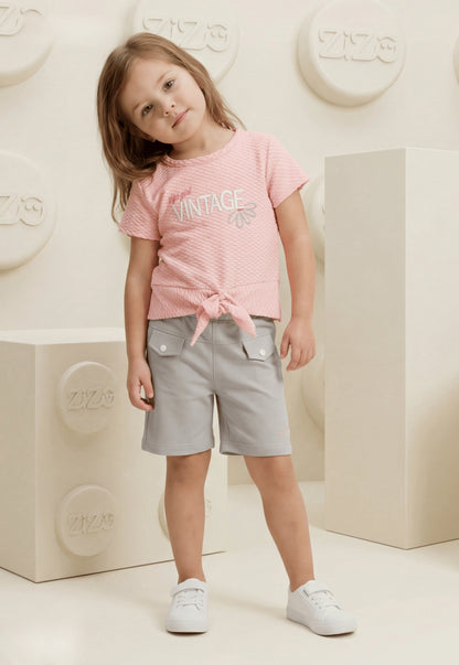 طقم بناتي صيفي قطعتين %100 (Vintage Girl Set)