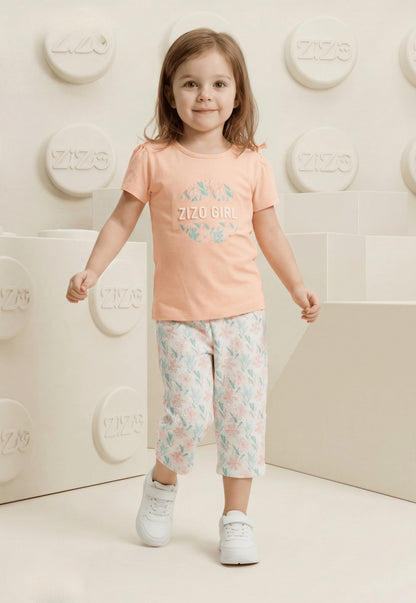 طقم بناتي صيفي قطعتين %100 (Zizo Blossom Set)