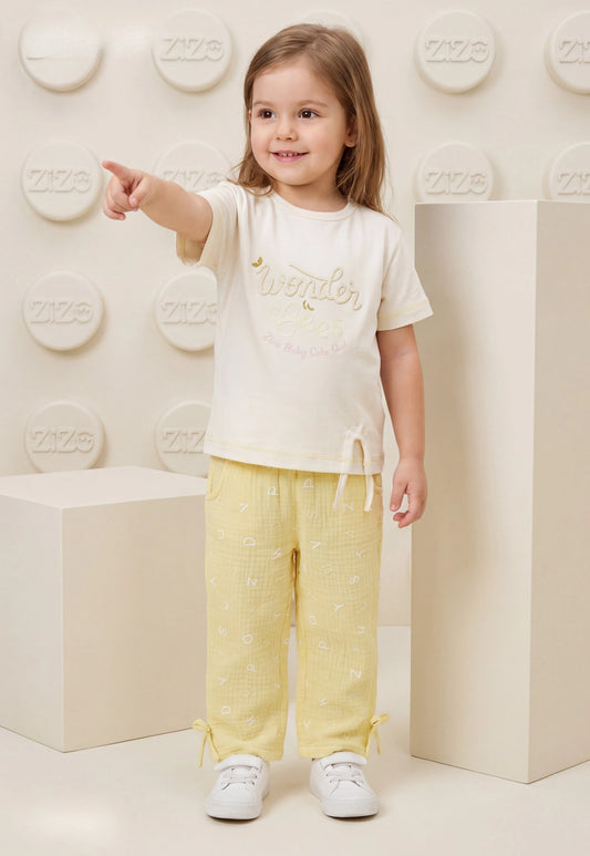 طقم بناتي صيفي قطعتين قطن %100 (Wonder Bees Set)