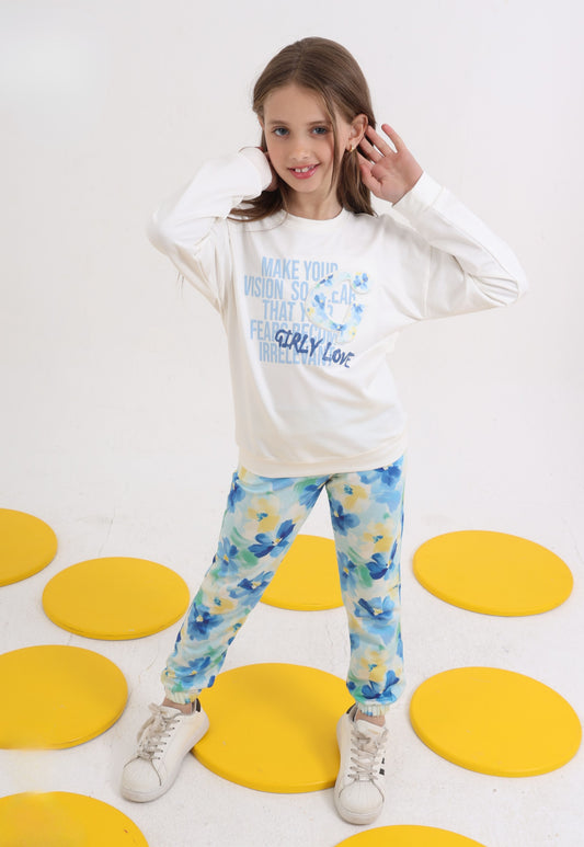 Girls' soft fleece pajamas, 3 pieces (843)