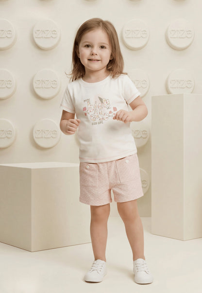 طقم بناتي صيفي قطعتين %100 (Mini Big Cute Set)