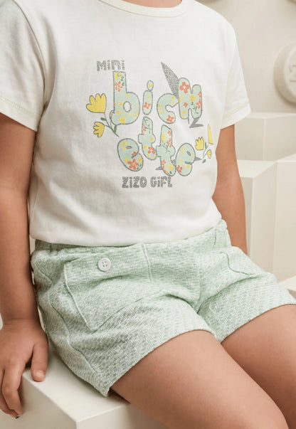 طقم بناتي صيفي قطعتين %100 (Mini Big Cute Set)